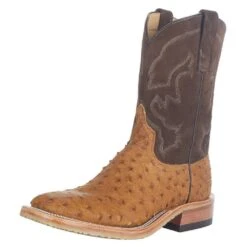 Anderson Bean Men's Antique Saddle Full Quill Ostrich 11in. Coffee Bacon Top Boot