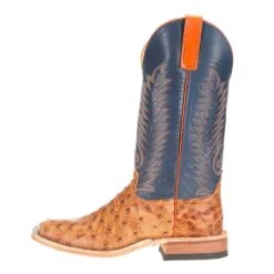 Anderson Bean Men's Brandy Bruchiato Full Quill Ostrich 13in. Burnished Navy Calf Top Boots -Justin Boots Shop S3016 2