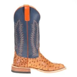 Anderson Bean Men's Brandy Bruchiato Full Quill Ostrich 13in. Burnished Navy Calf Top Boots -Justin Boots Shop S3016 4